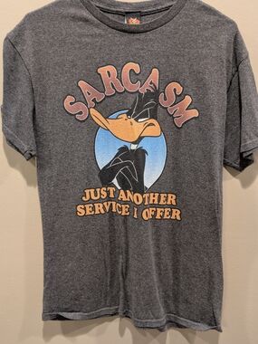Warner Bros. Men's M Charcoal Daffy Duck Sarcasm Tee